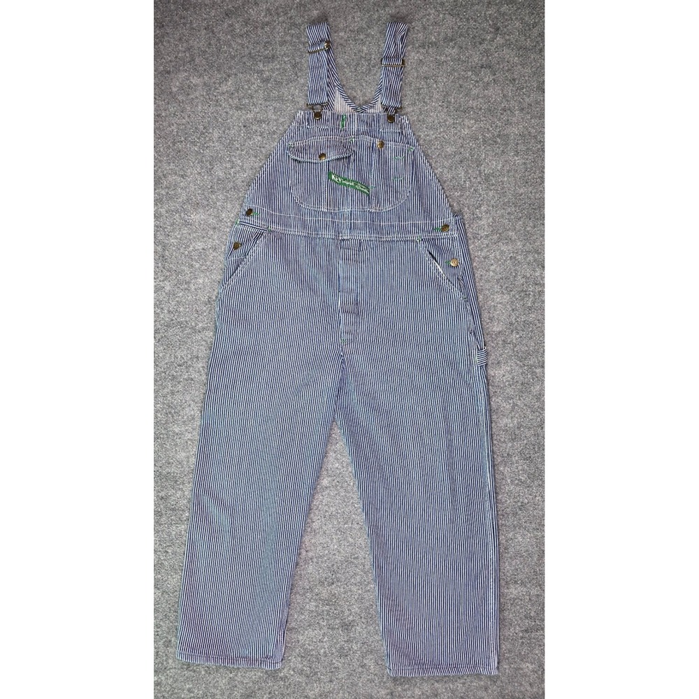 Key Imperial Overalls Mens 38x28 Blue Hickory Stripe Cotton Bib Workwear